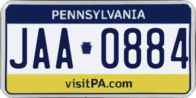 PA license plate JAA0884