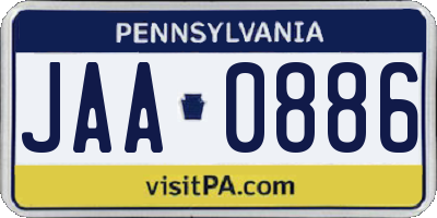 PA license plate JAA0886