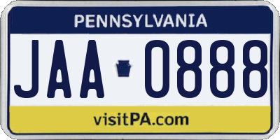 PA license plate JAA0888