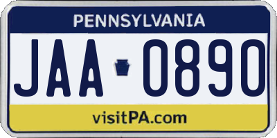 PA license plate JAA0890