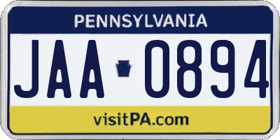 PA license plate JAA0894