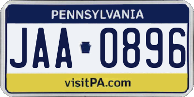 PA license plate JAA0896