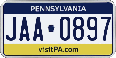 PA license plate JAA0897