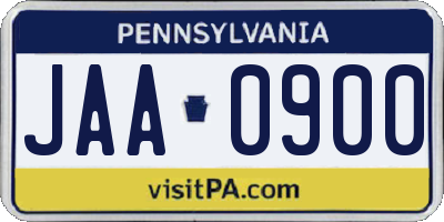 PA license plate JAA0900