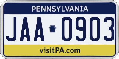 PA license plate JAA0903