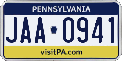 PA license plate JAA0941