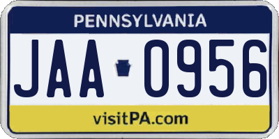 PA license plate JAA0956