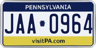 PA license plate JAA0964