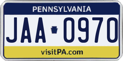 PA license plate JAA0970