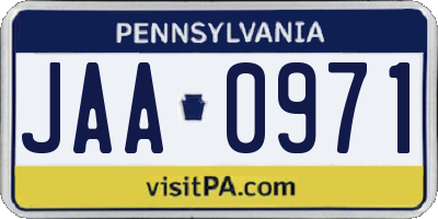 PA license plate JAA0971