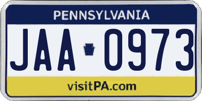 PA license plate JAA0973