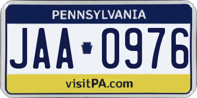 PA license plate JAA0976