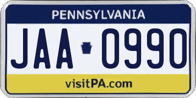 PA license plate JAA0990