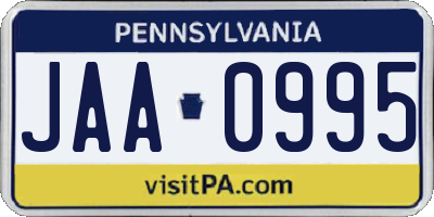 PA license plate JAA0995