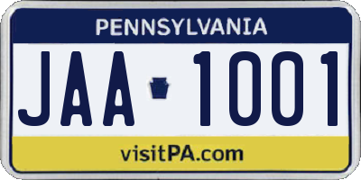 PA license plate JAA1001