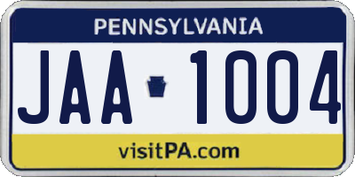 PA license plate JAA1004