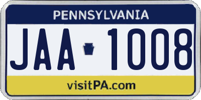 PA license plate JAA1008