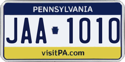 PA license plate JAA1010