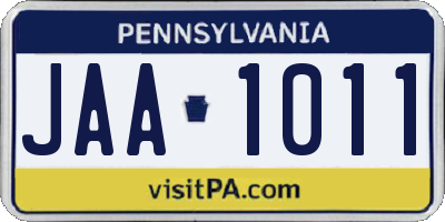 PA license plate JAA1011