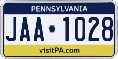 PA license plate JAA1028