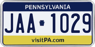 PA license plate JAA1029
