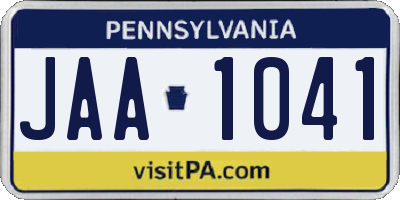 PA license plate JAA1041