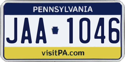 PA license plate JAA1046