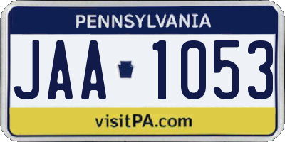 PA license plate JAA1053