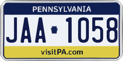 PA license plate JAA1058