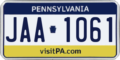 PA license plate JAA1061