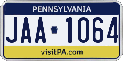 PA license plate JAA1064