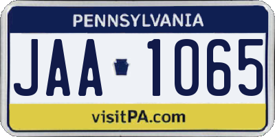 PA license plate JAA1065