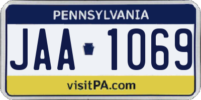 PA license plate JAA1069