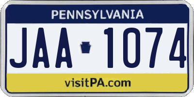 PA license plate JAA1074