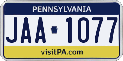 PA license plate JAA1077