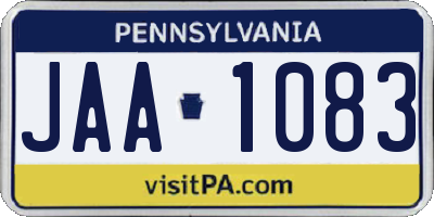 PA license plate JAA1083