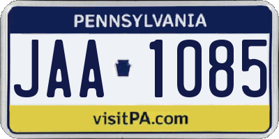 PA license plate JAA1085