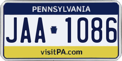 PA license plate JAA1086