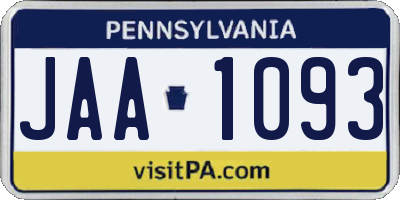 PA license plate JAA1093