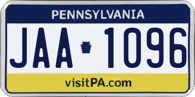 PA license plate JAA1096