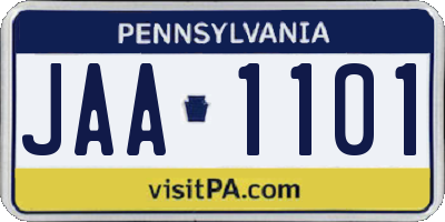 PA license plate JAA1101