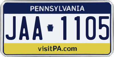 PA license plate JAA1105