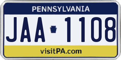 PA license plate JAA1108