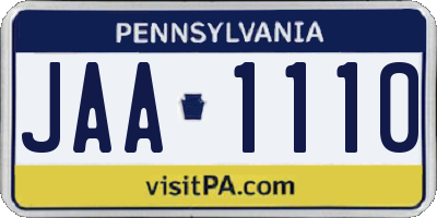 PA license plate JAA1110