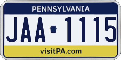 PA license plate JAA1115