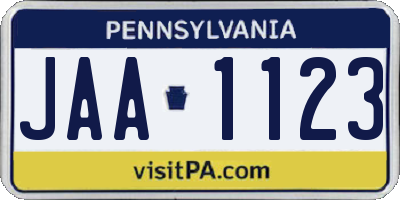 PA license plate JAA1123