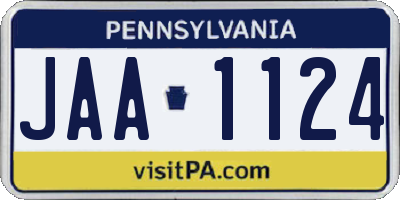 PA license plate JAA1124