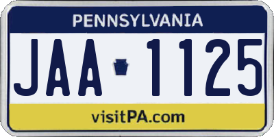 PA license plate JAA1125