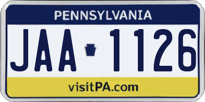 PA license plate JAA1126