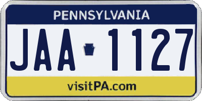 PA license plate JAA1127